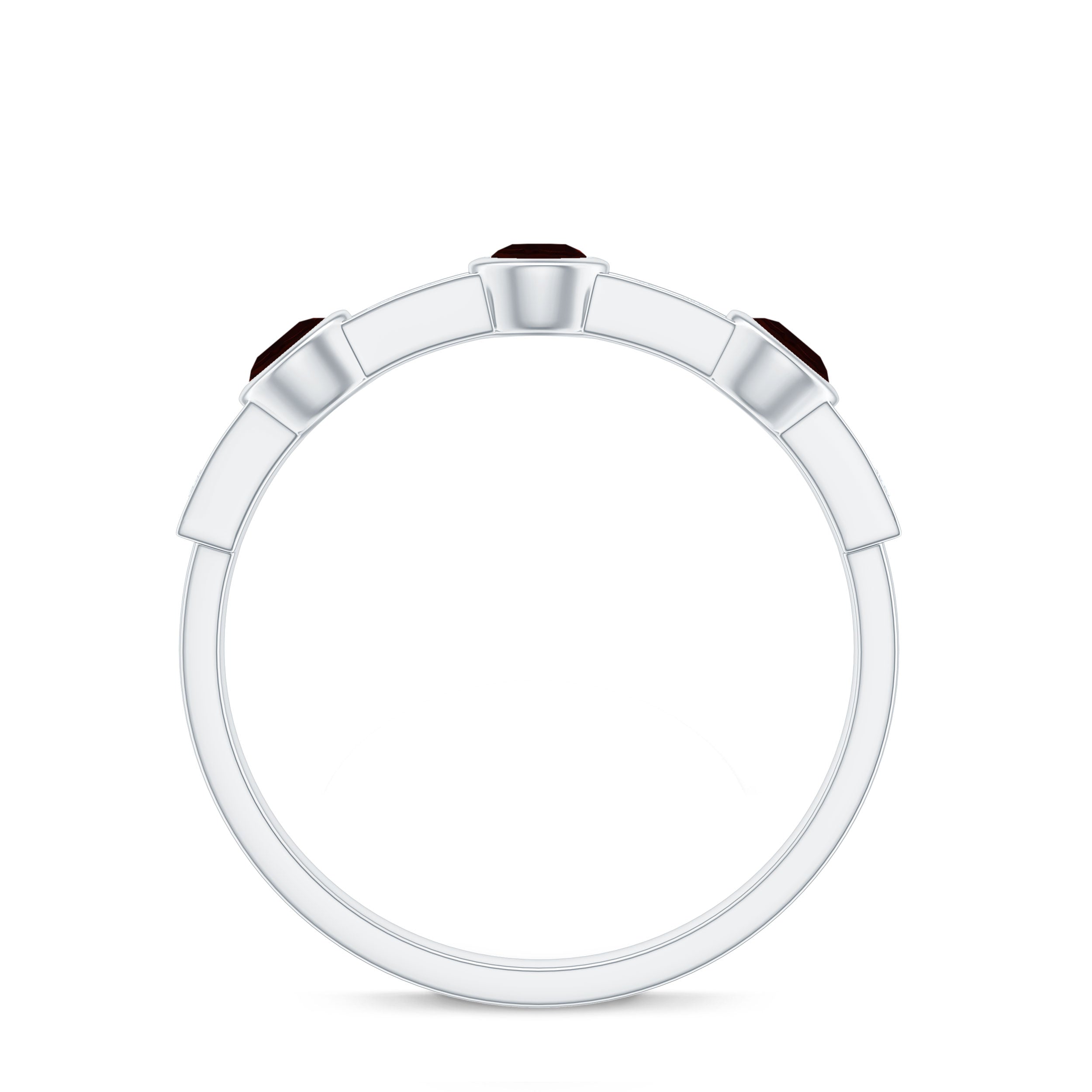 Garnet and Diamond Minimal Half Eternity Ring Garnet - ( AAA ) - Quality - Rosec Jewels