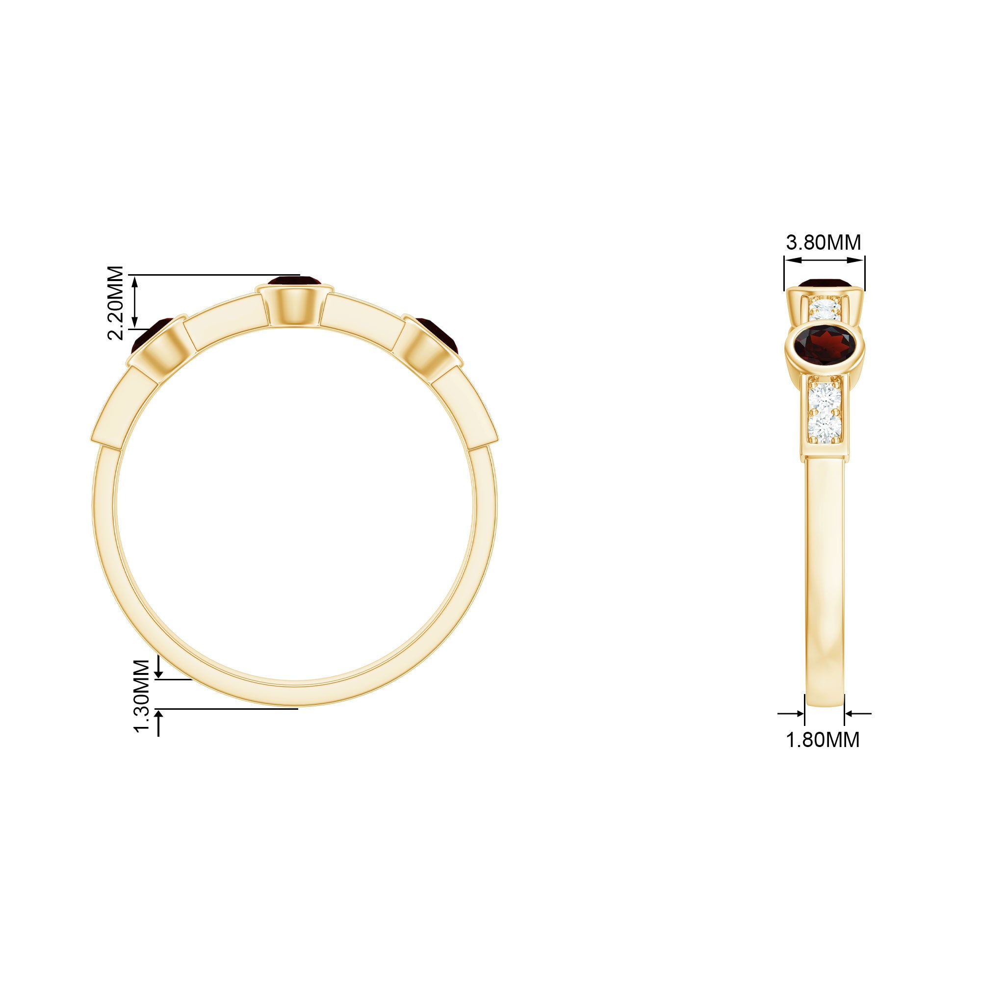 Garnet and Diamond Minimal Half Eternity Ring Garnet - ( AAA ) - Quality - Rosec Jewels