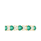 Heart Shape Created Emerald and Diamond Half Eternity Ring Lab Created Emerald - ( AAAA ) - Quality - Rosec Jewels