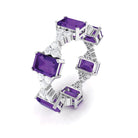 Natural Amethyst and Moissanite Eternity Ring Amethyst - ( AAA ) - Quality - Rosec Jewels