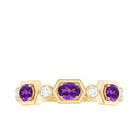 Oval Amethyst and Diamond Half Eternity Ring Amethyst - ( AAA ) - Quality - Rosec Jewels