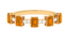 Genuine Citrine and Diamond Semi Eternity Ring in Prong Setting Citrine - ( AAA ) - Quality - Rosec Jewels