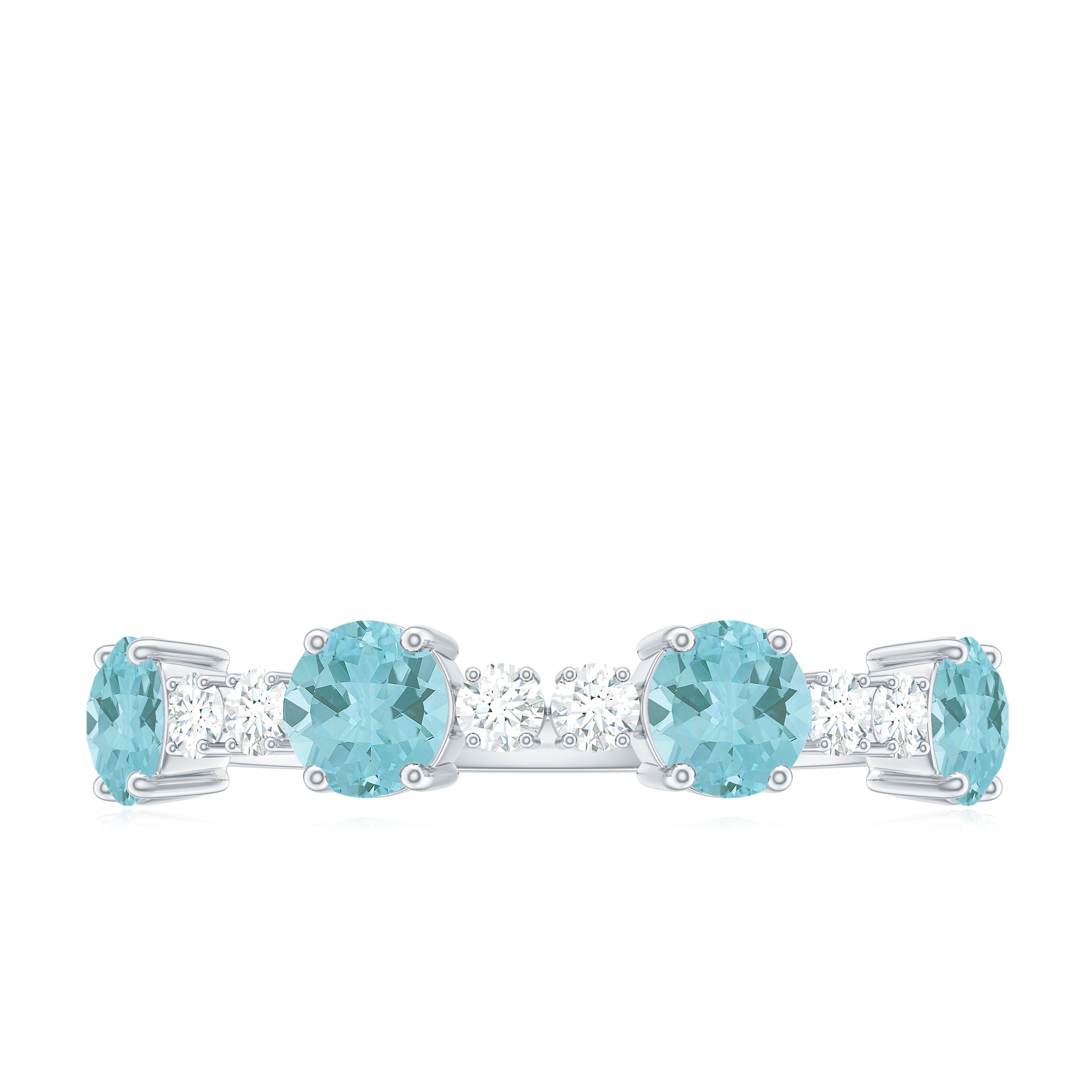 Sky Blue Topaz and Diamond Half Eternity in Prong Setting Sky Blue Topaz - ( AAA ) - Quality - Rosec Jewels
