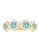 Sky Blue Topaz Half Eternity Ring with Diamond Stones Sky Blue Topaz - ( AAA ) - Quality - Rosec Jewels