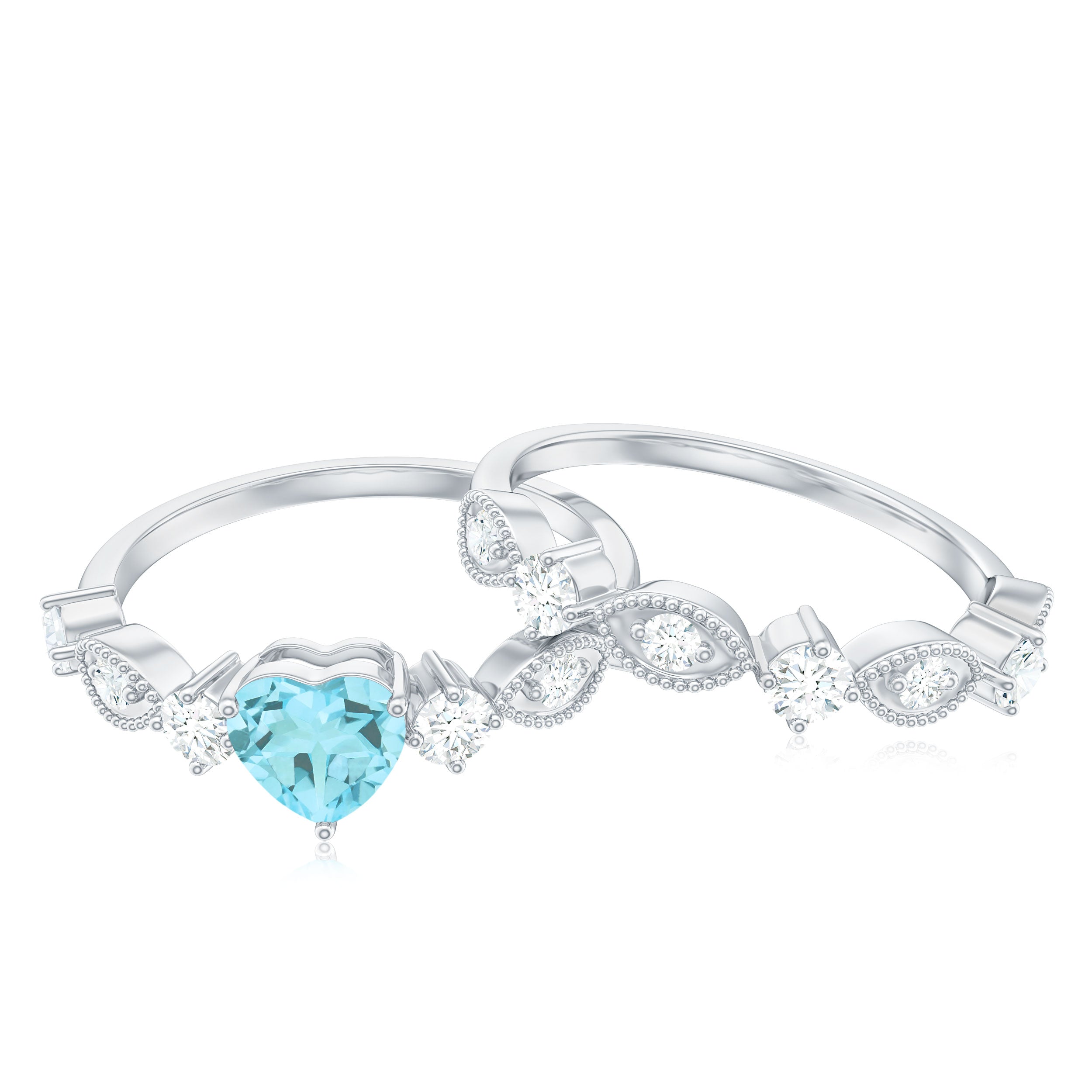 1.25 CT Sky Blue Topaz and Moissanite Ring Set in Prong Setting Sky Blue Topaz - ( AAA ) - Quality - Rosec Jewels