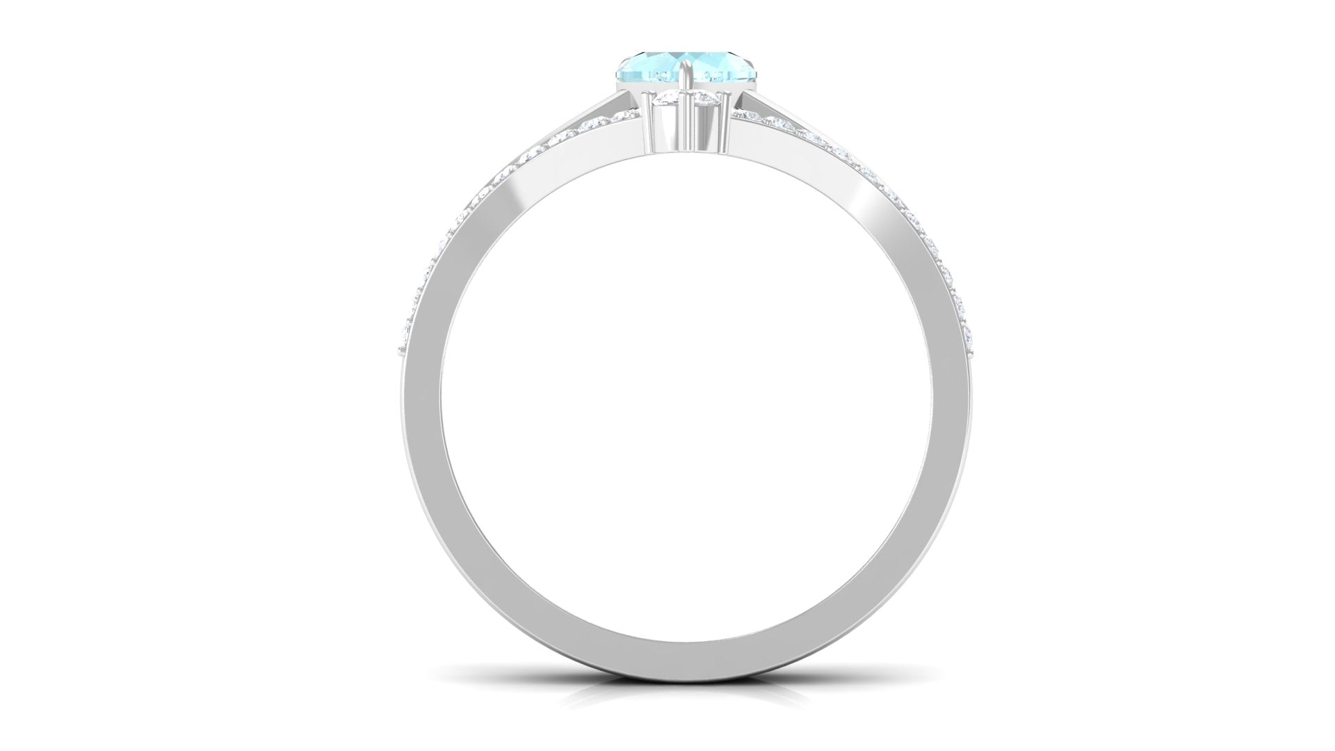 1 CT Sky Blue Topaz and Diamond Heart Ring Set Sky Blue Topaz - ( AAA ) - Quality - Rosec Jewels