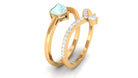 1 CT Sky Blue Topaz and Diamond Heart Ring Set Sky Blue Topaz - ( AAA ) - Quality - Rosec Jewels