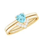 1 CT Real Sky Blue Topaz and Diamond Ring Set Sky Blue Topaz - ( AAA ) - Quality - Rosec Jewels
