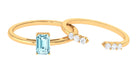 Aquamarine and Diamond Solitaire Stackable Ring Set Aquamarine - ( AAA ) - Quality - Rosec Jewels