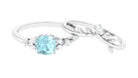 1.25 CT Sky Blue Topaz and Diamond Ring Set with Leaf Motif Sky Blue Topaz - ( AAA ) - Quality - Rosec Jewels