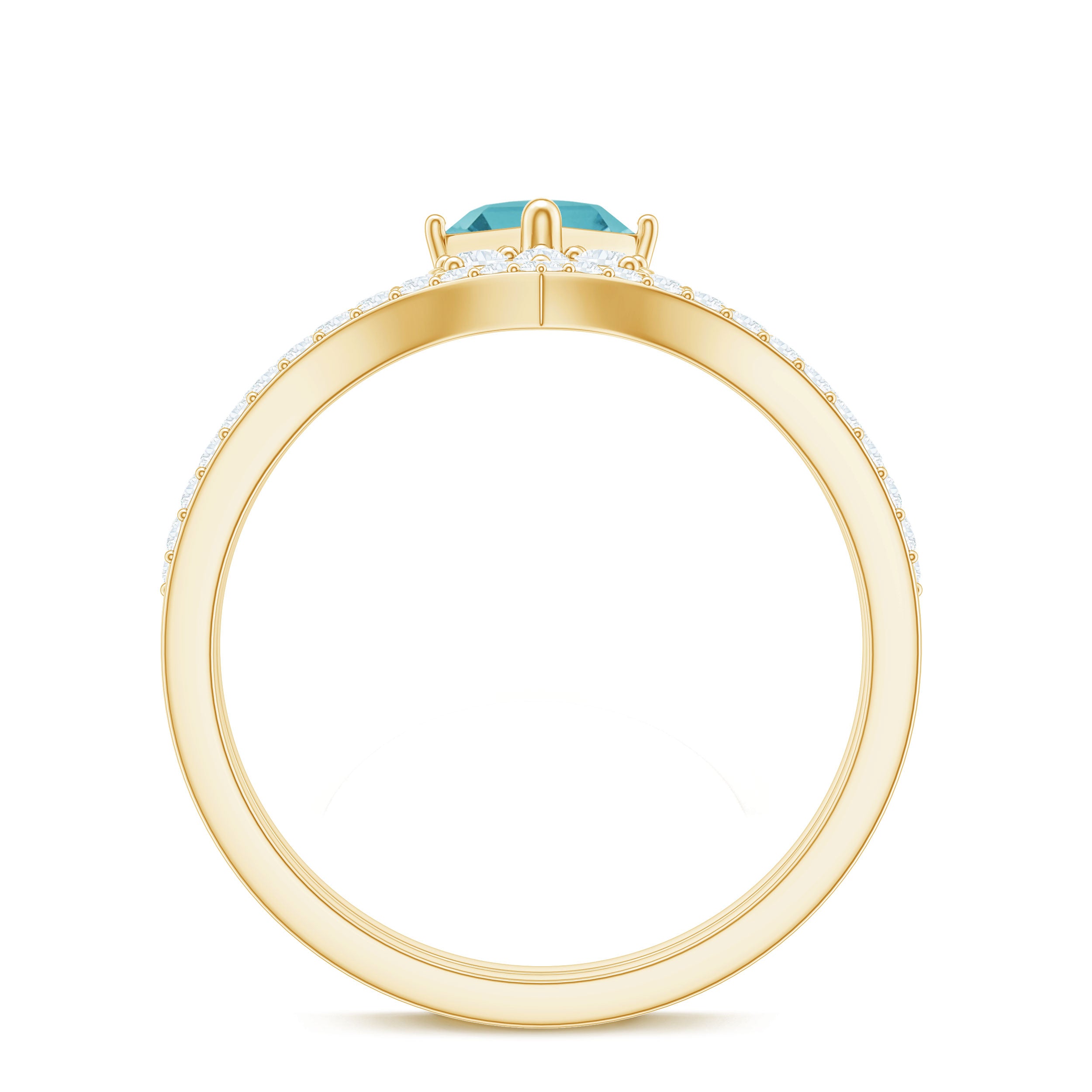 1.75 CT Princess Cut Sky Blue Topaz and Diamond Flower Ring Set Sky Blue Topaz - ( AAA ) - Quality - Rosec Jewels