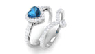 Heart Shape London Blue Topaz Ring Set with Diamond London Blue Topaz - ( AAA ) - Quality - Rosec Jewels