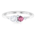 Pink Tourmaline and Moissanite Cluster Promise Ring Pink Tourmaline - ( AAA ) - Quality - Rosec Jewels