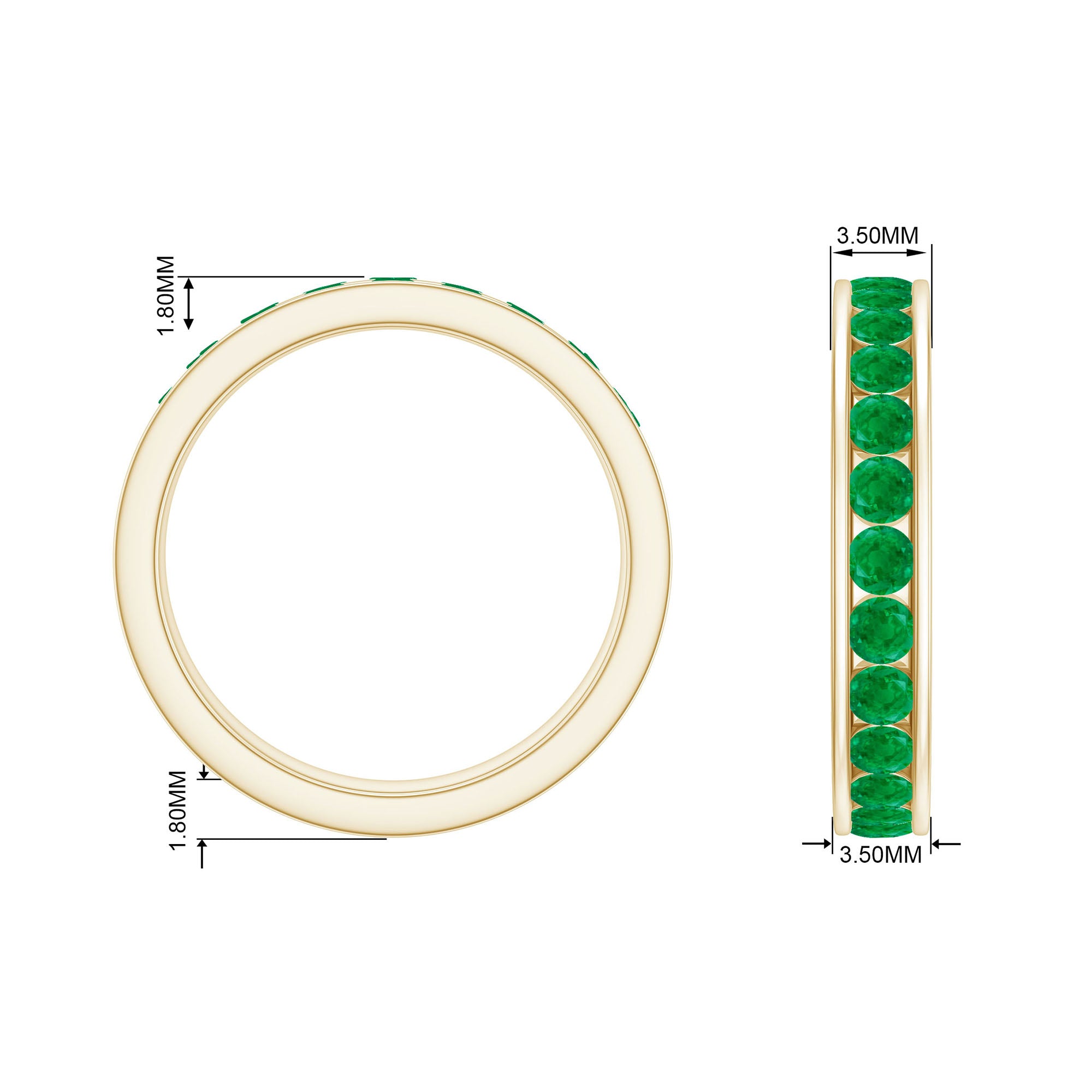 1.5 CT Trellis Set Emerald Eternity Ring Emerald - ( AAA ) - Quality - Rosec Jewels