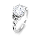 8 MM Round Cut Moissanite Solitaire Celtic Ring in 6 Prong Setting Moissanite - ( D-VS1 ) - Color and Clarity - Rosec Jewels