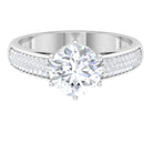 2.50 CT Certified Moissanite Solitaire Ring with Side Stones Moissanite - ( D-VS1 ) - Color and Clarity - Rosec Jewels