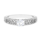 5 MM Round Cut Moissanite Solitaire Filigree Ring in Claw Setting Moissanite - ( D-VS1 ) - Color and Clarity - Rosec Jewels