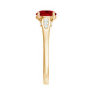 Lab-Created Ruby Solitaire Engagement Ring with Diamond Lab Created Ruby - ( AAAA ) - Quality - Rosec Jewels