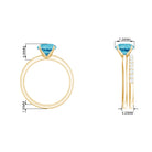 2 CT Swiss Blue Topaz Solitaire Bridal Ring Set with Diamond Swiss Blue Topaz - ( AAA ) - Quality - Rosec Jewels