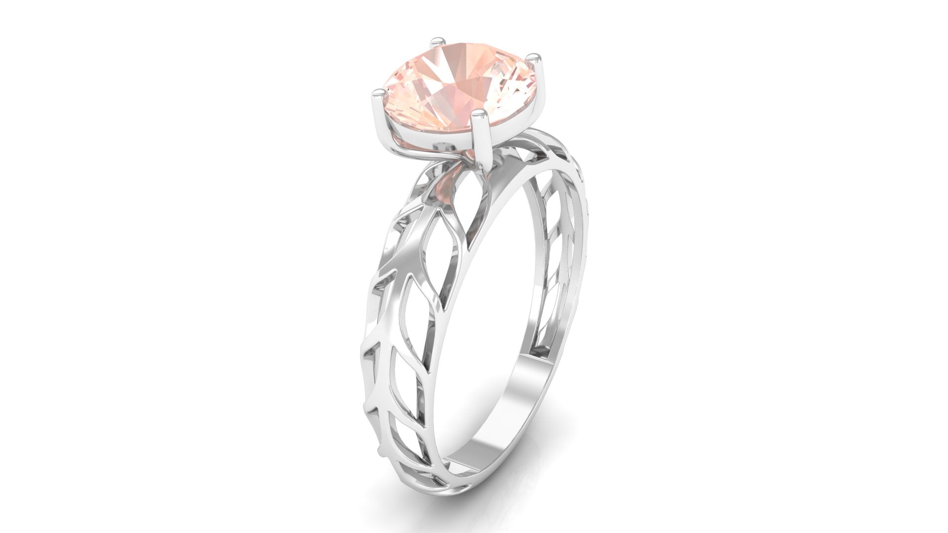 8 MM Round Cut Morganite Solitaire Ring with Gold Filigree Details Morganite - ( AAA ) - Quality - Rosec Jewels