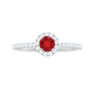 Minimal Lab Grown Ruby Engagement Ring with Diamond Accent Lab Created Ruby - ( AAAA ) - Quality - Rosec Jewels