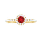 Minimal Lab Grown Ruby Engagement Ring with Diamond Accent Lab Created Ruby - ( AAAA ) - Quality - Rosec Jewels