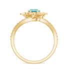 Flower Inspired Sky Blue Topaz Bypass Ring with Diamond Sky Blue Topaz - ( AAA ) - Quality - Rosec Jewels
