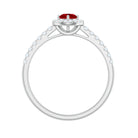 Lab-Created Ruby and Diamond Engagement Ring Lab Created Ruby - ( AAAA ) - Quality - Rosec Jewels