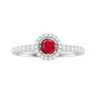 Lab-Created Ruby and Diamond Engagement Ring Lab Created Ruby - ( AAAA ) - Quality - Rosec Jewels