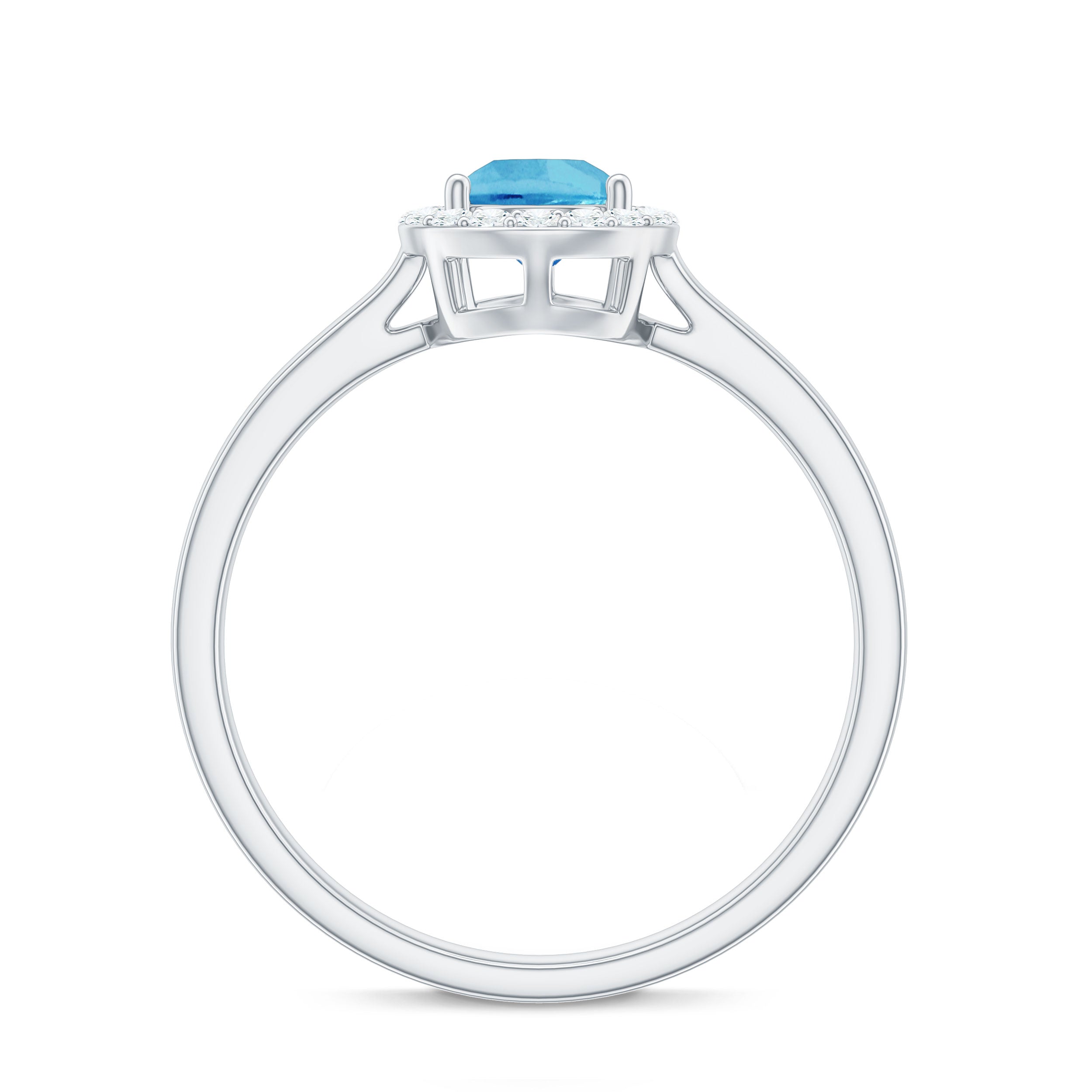 Teardrop Swiss Blue Topaz Ring with Diamond Accent Swiss Blue Topaz - ( AAA ) - Quality - Rosec Jewels