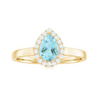 Teardrop Sky Blue Topaz Ring with Diamond Accent Sky Blue Topaz - ( AAA ) - Quality - Rosec Jewels