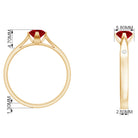 Round Lab Grown Ruby Solitaire Ring with Diamond Lab Created Ruby - ( AAAA ) - Quality - Rosec Jewels