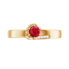 Created Ruby Solitaire Band Ring with Diamond Lab Created Ruby - ( AAAA ) - Quality - Rosec Jewels