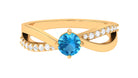 3/4 CT Swiss Blue Topaz Solitaire and Diamond Infinity Ring Swiss Blue Topaz - ( AAA ) - Quality - Rosec Jewels