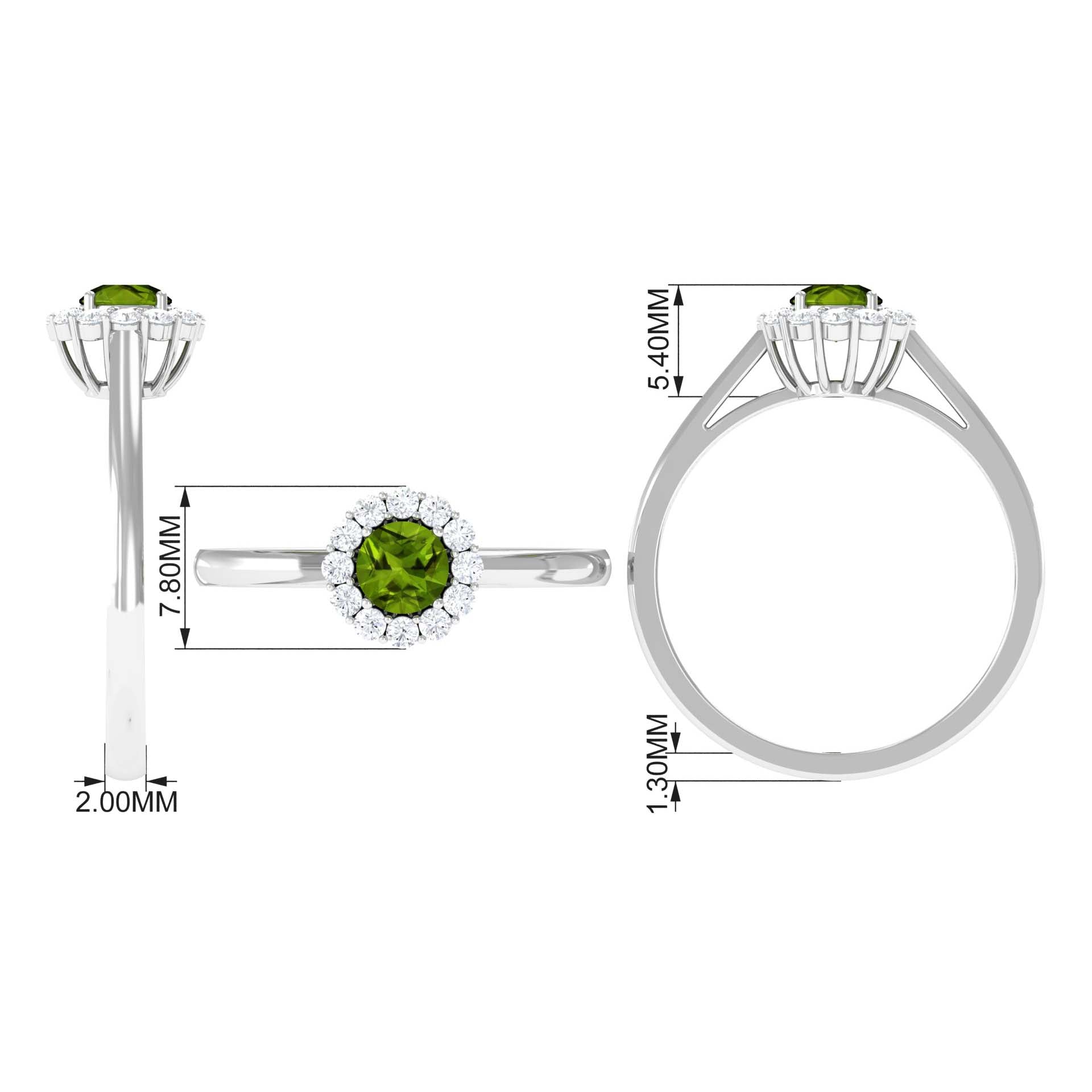 1 CT Peridot and Diamond Floating Halo Engagement Ring Peridot - ( AAA ) - Quality - Rosec Jewels