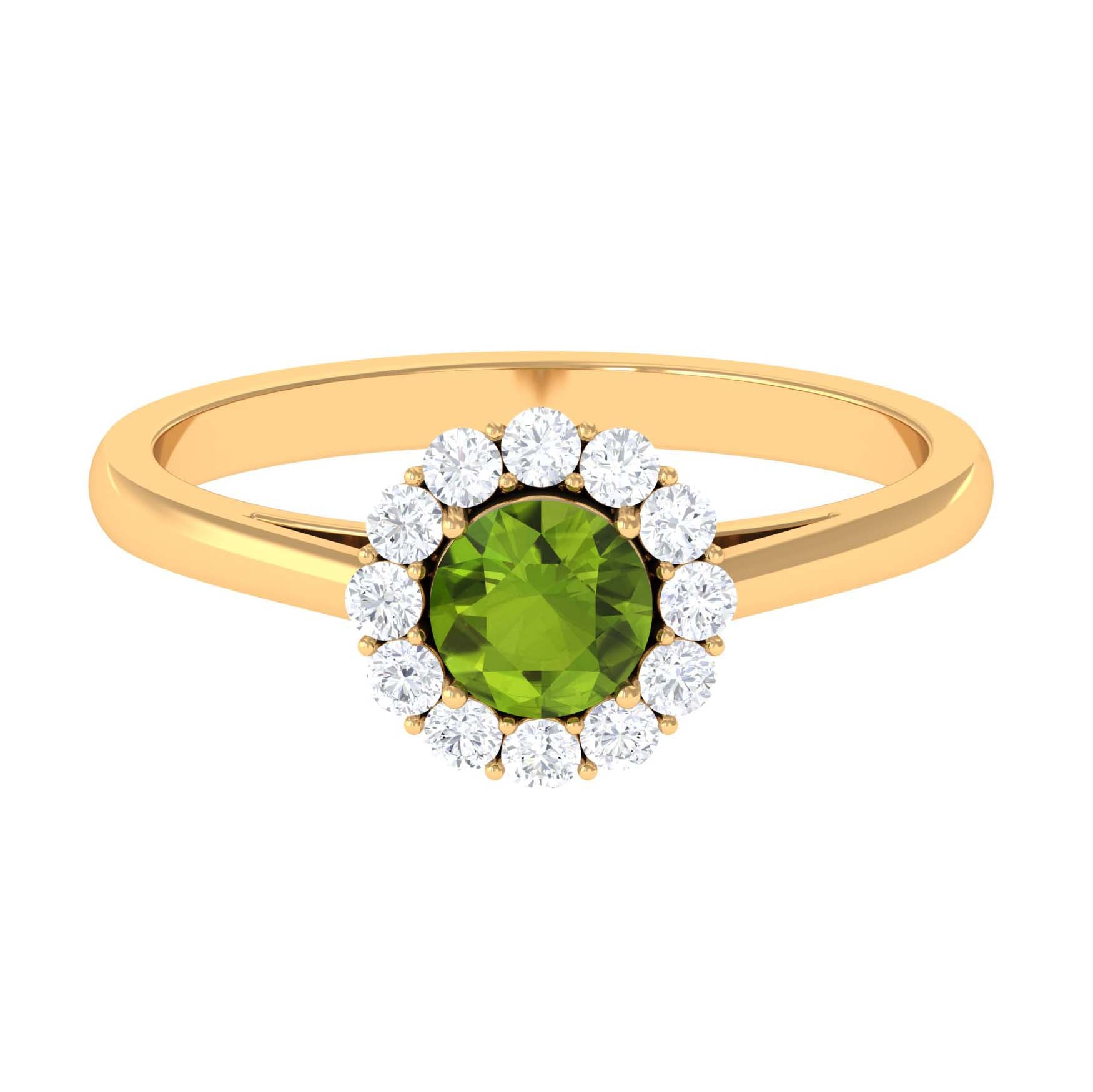 1 CT Peridot and Diamond Floating Halo Engagement Ring Peridot - ( AAA ) - Quality - Rosec Jewels