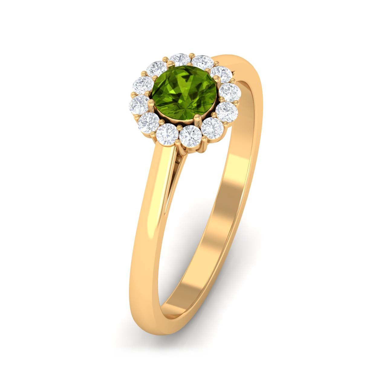 1 CT Peridot and Diamond Floating Halo Engagement Ring Peridot - ( AAA ) - Quality - Rosec Jewels