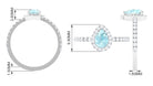 Real Sky Blue Topaz Teardrop Ring with Diamond Halo Sky Blue Topaz - ( AAA ) - Quality - Rosec Jewels