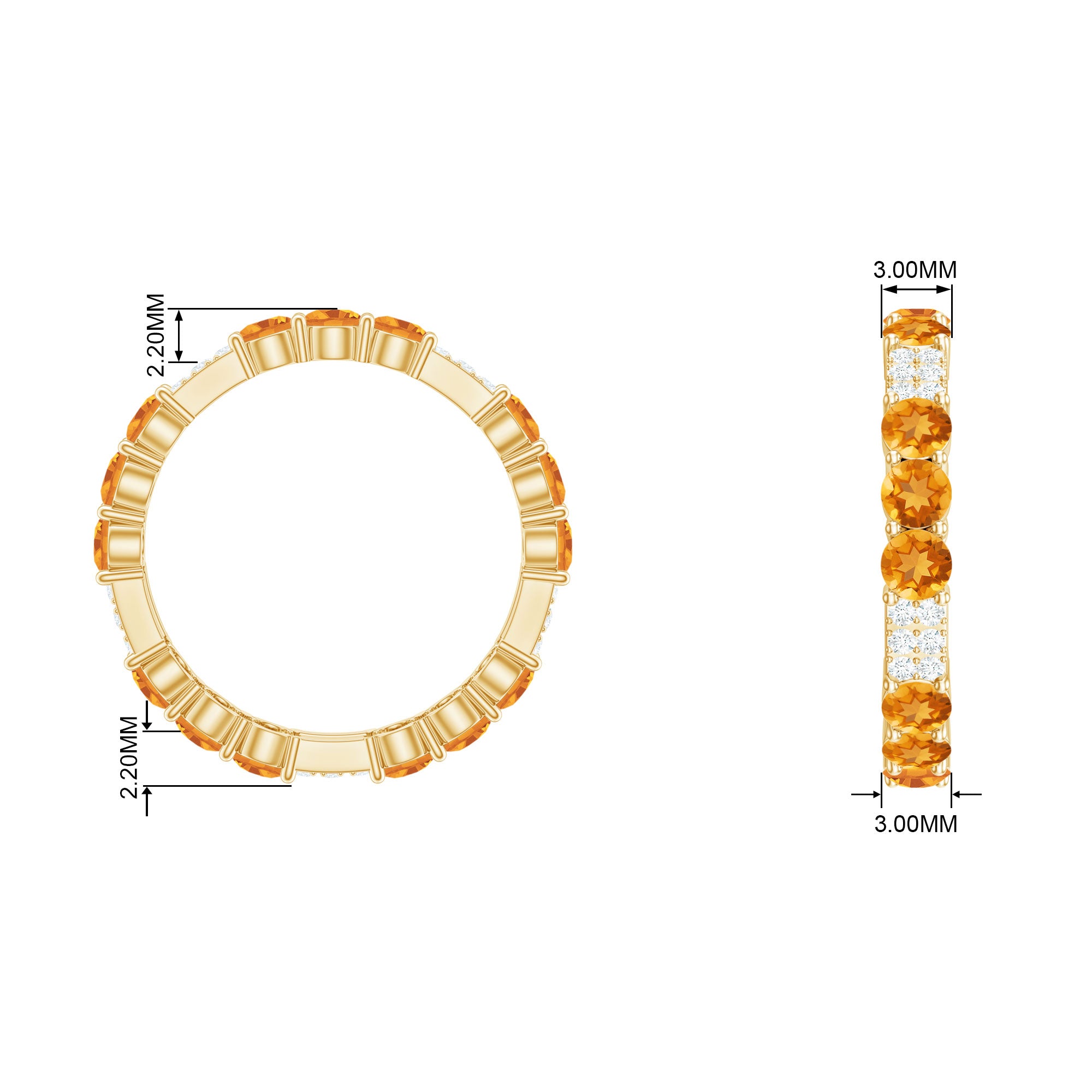 Citrine and Diamond Designer Full Eternity Ring Citrine - ( AAA ) - Quality - Rosec Jewels