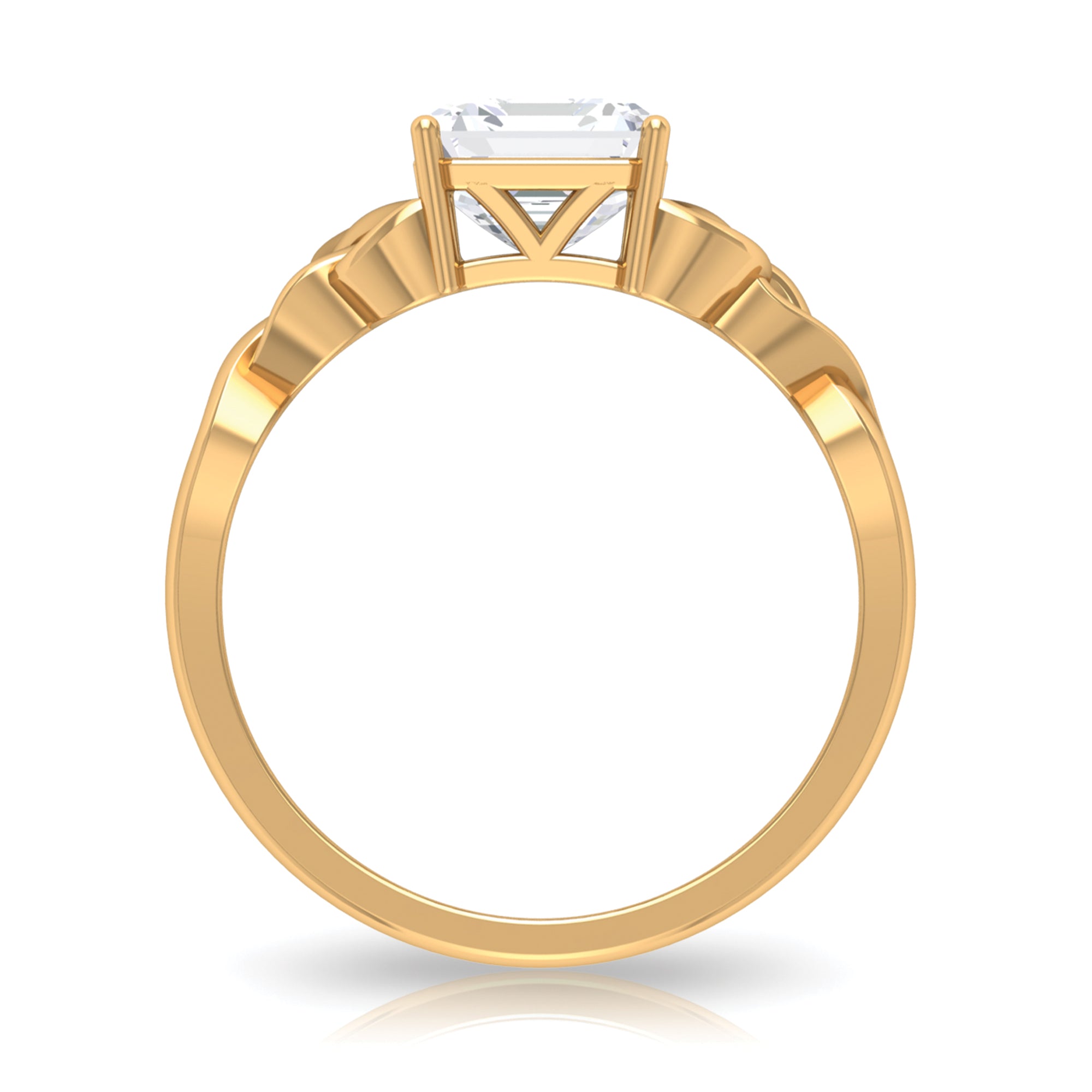 Moissanite Asscher Cut Solitaire Celtic Ring Moissanite - ( D-VS1 ) - Color and Clarity - Rosec Jewels