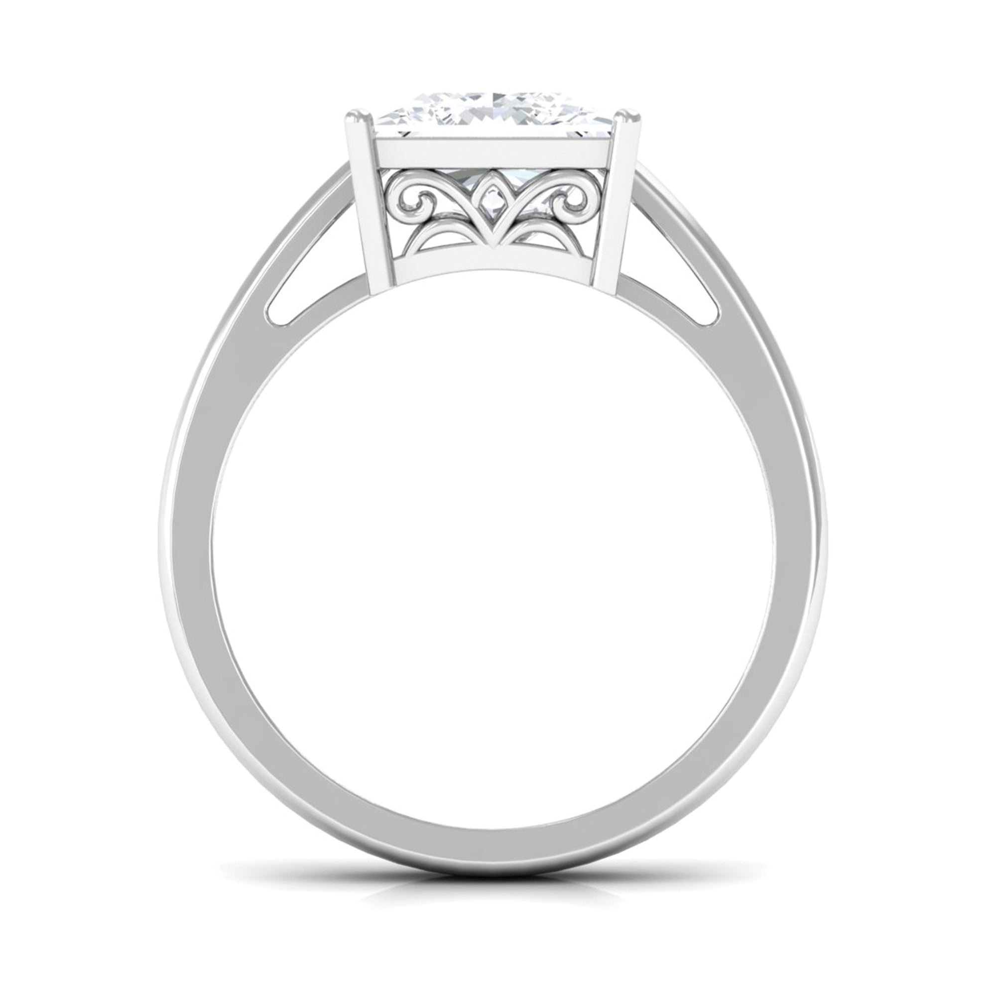 3.25 CT Moissanite Princess Cut Solitaire Band Ring Moissanite - ( D-VS1 ) - Color and Clarity - Rosec Jewels