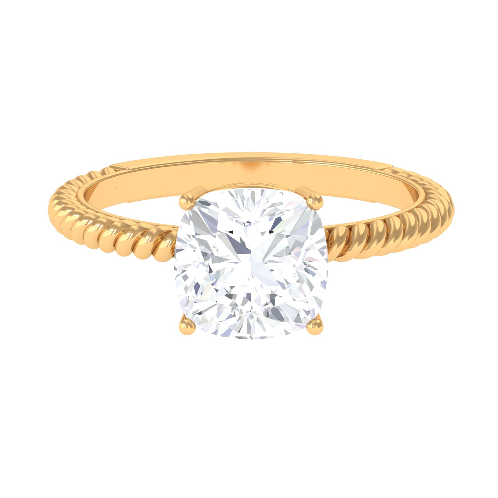 3.25 CT Certified Moissanite Solitaire Ring with Twisted Rope Moissanite - ( D-VS1 ) - Color and Clarity - Rosec Jewels