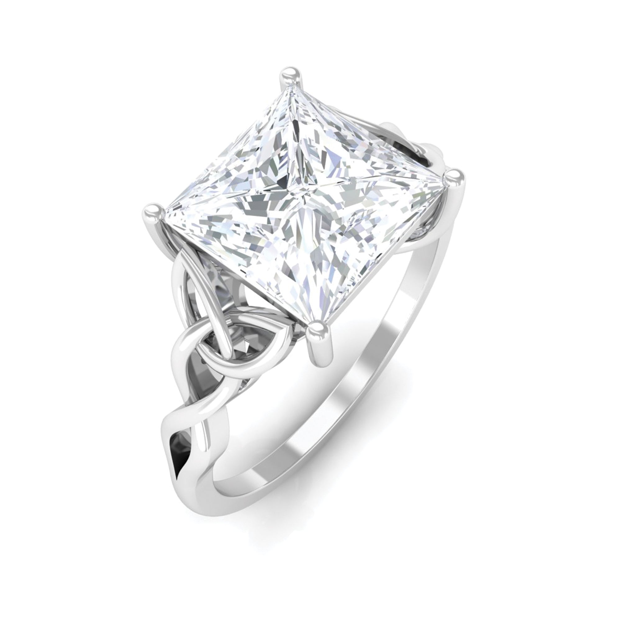 3.25 CT Princess Cut Moissanite Solitaire Celtic Engagement Ring Moissanite - ( D-VS1 ) - Color and Clarity - Rosec Jewels