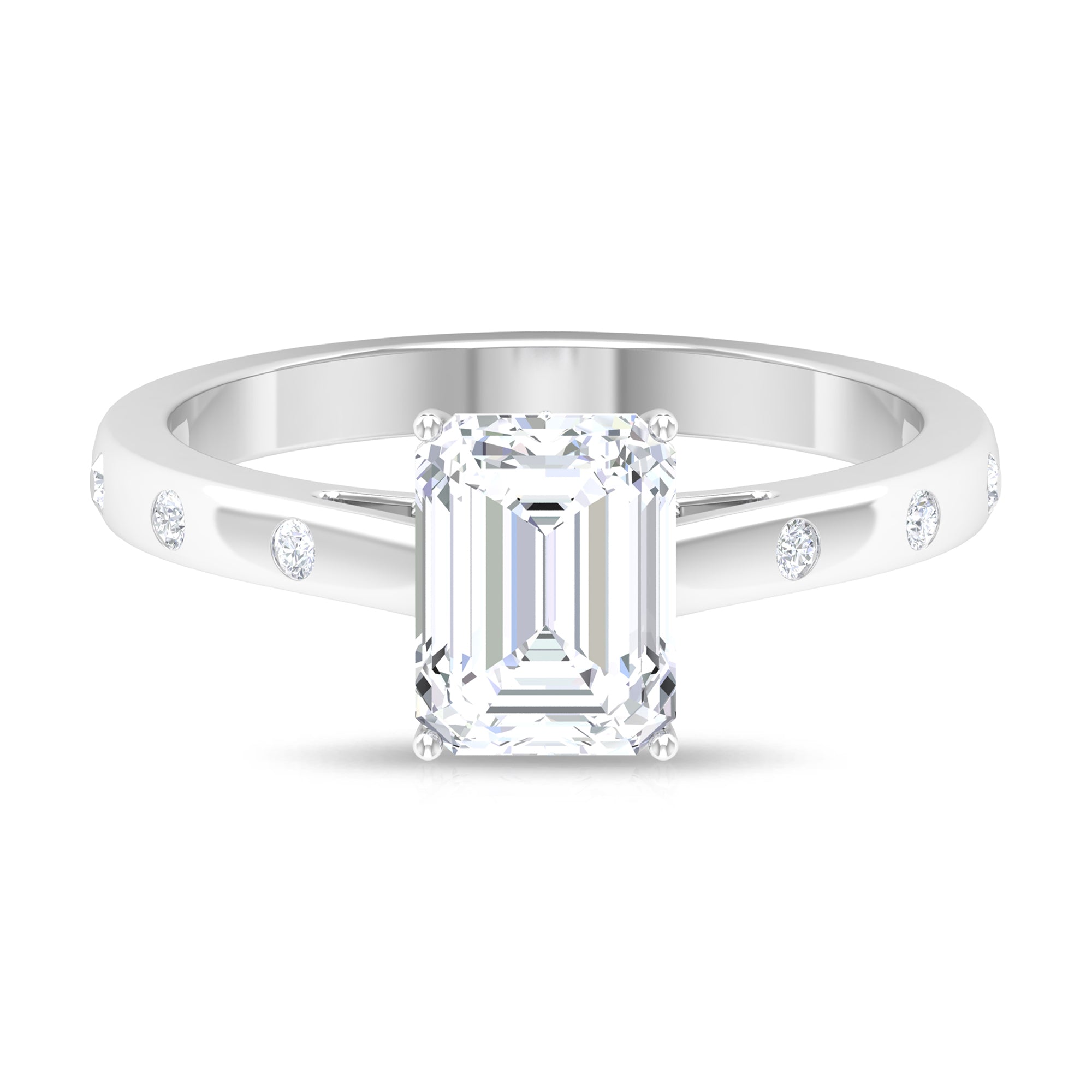 2 CT Moissanite Solitaire Engagement Ring with Hidden Halo Moissanite - ( D-VS1 ) - Color and Clarity - Rosec Jewels