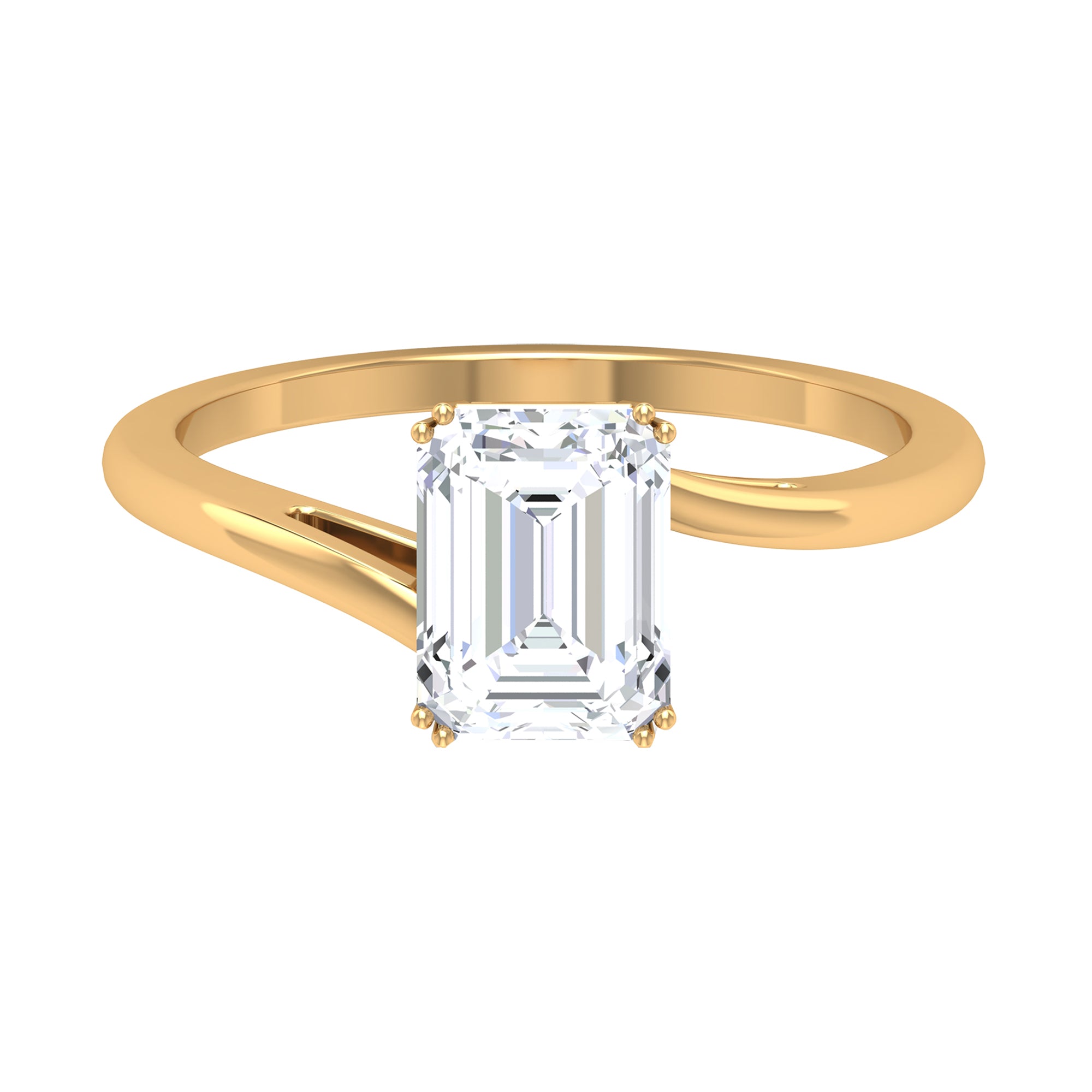 1.75 CT Solitaire Octagon Shape Moissanite Bypass Ring in Double Prong Setting Moissanite - ( D-VS1 ) - Color and Clarity - Rosec Jewels