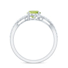 1.50 CT Oval Cut Peridot Solitaire Ring with Diamond Accent Peridot - ( AAA ) - Quality - Rosec Jewels