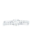1.50 Carat Round Moissanite Solitaire Ring with Side Stones Moissanite - ( D-VS1 ) - Color and Clarity - Rosec Jewels