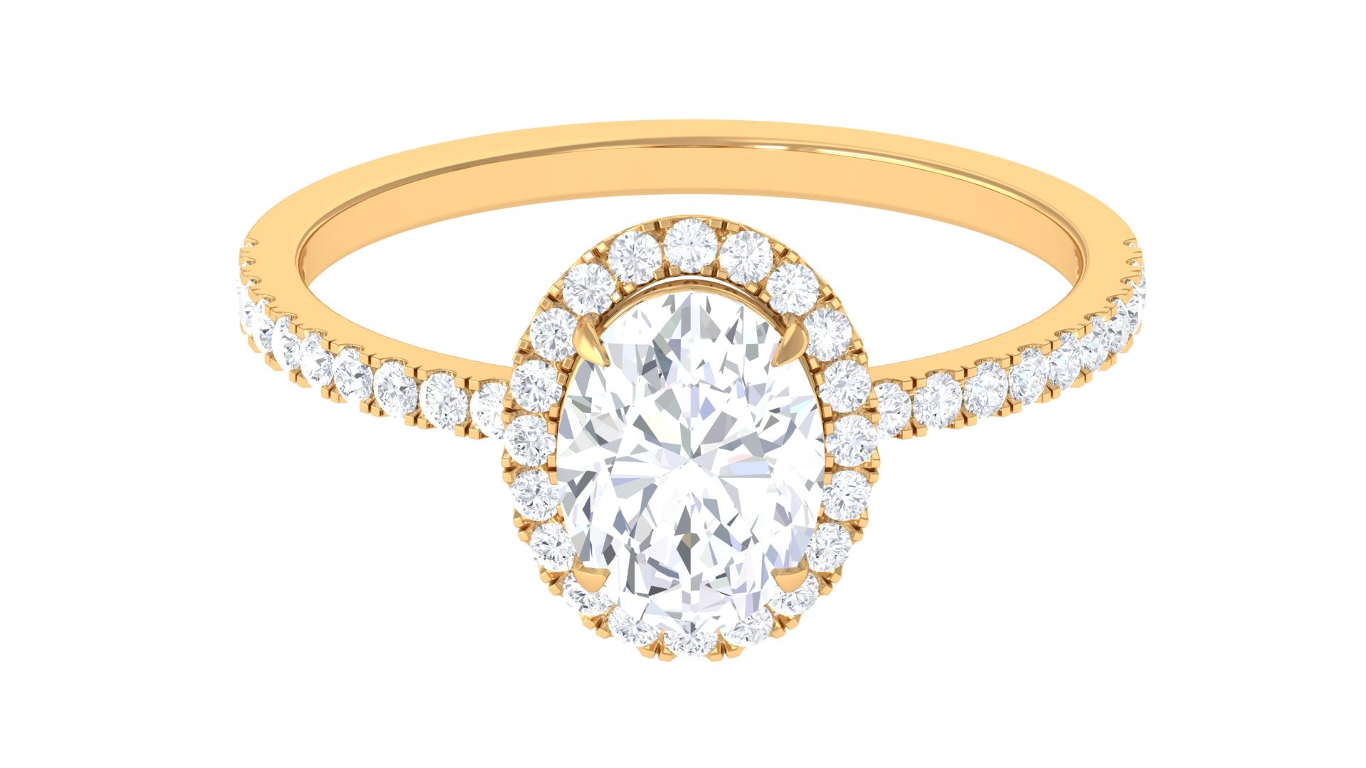 Hannah Brown Inspired Oval Moissanite Halo Engagement Ring Moissanite - ( D-VS1 ) - Color and Clarity - Rosec Jewels