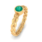 Bezel Set Round Emerald Solitaire Ring with Braided Shank Emerald - ( AAA ) - Quality - Rosec Jewels