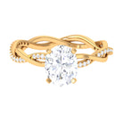 Oval Shape Moissanite Solitaire Engagement Ring with Braided Shank Moissanite - ( D-VS1 ) - Color and Clarity - Rosec Jewels